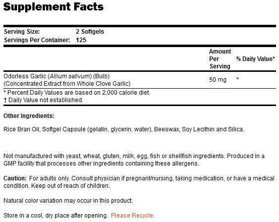 Česen brez vonja - 250 gel kapsul