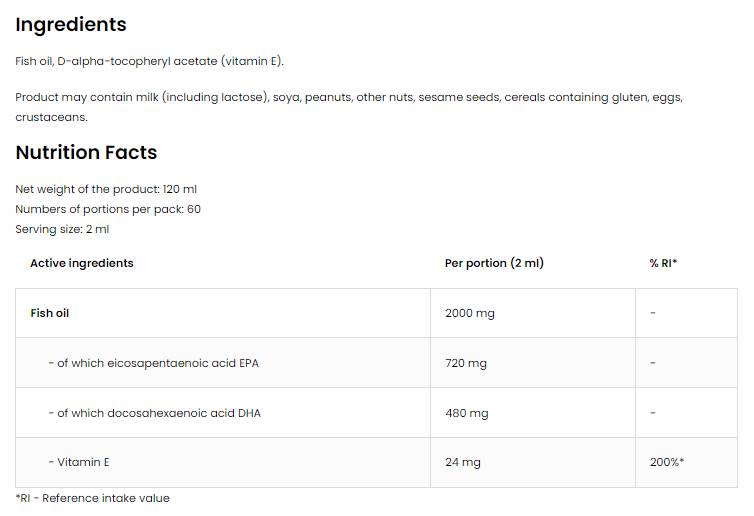 Elitna omega 3 tekočina | 60% EPA + DHA 120 ml