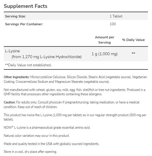 L -lizin 1000 mg - 100 tablet