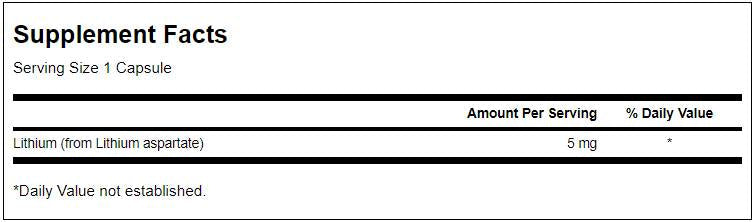 Litijev aspartat 5 mg 100 kapsul