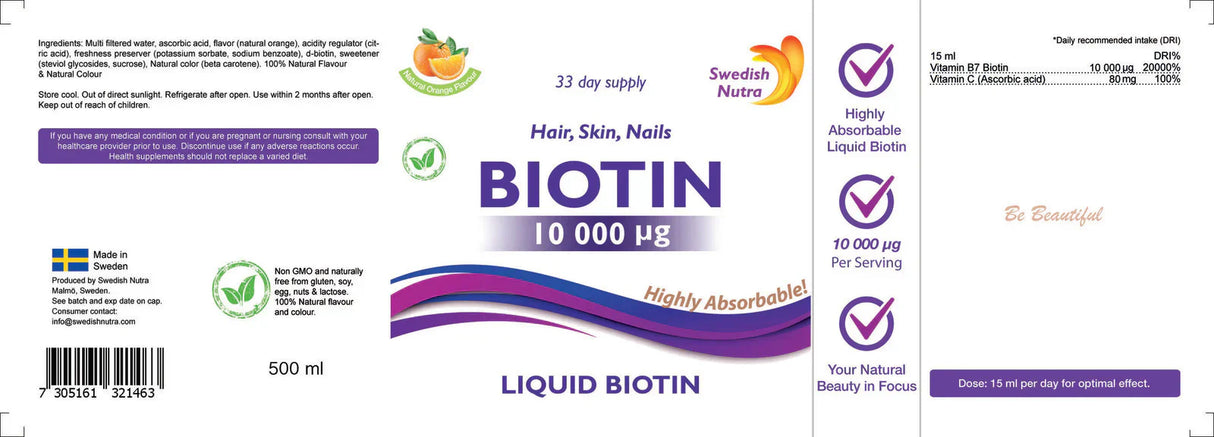 Tekoč biotin 10.000 mcg x 500 ml