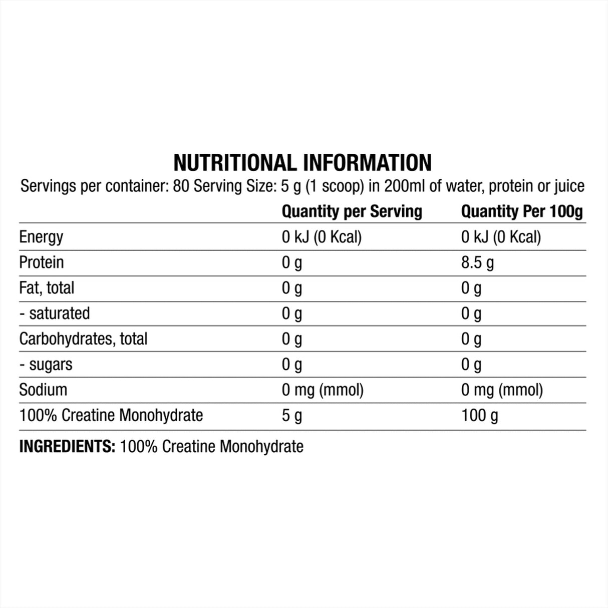 100% kreatin monohidrat v prahu - 400 gramov