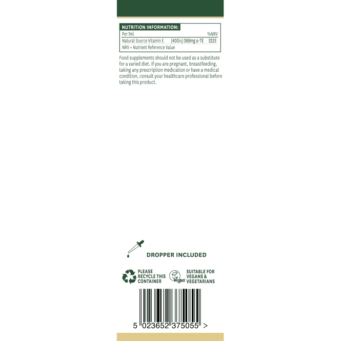 Naravna tekočina vitamina E (100% naravno vitamin E olje) 20.000IU 50ml Naturesaid