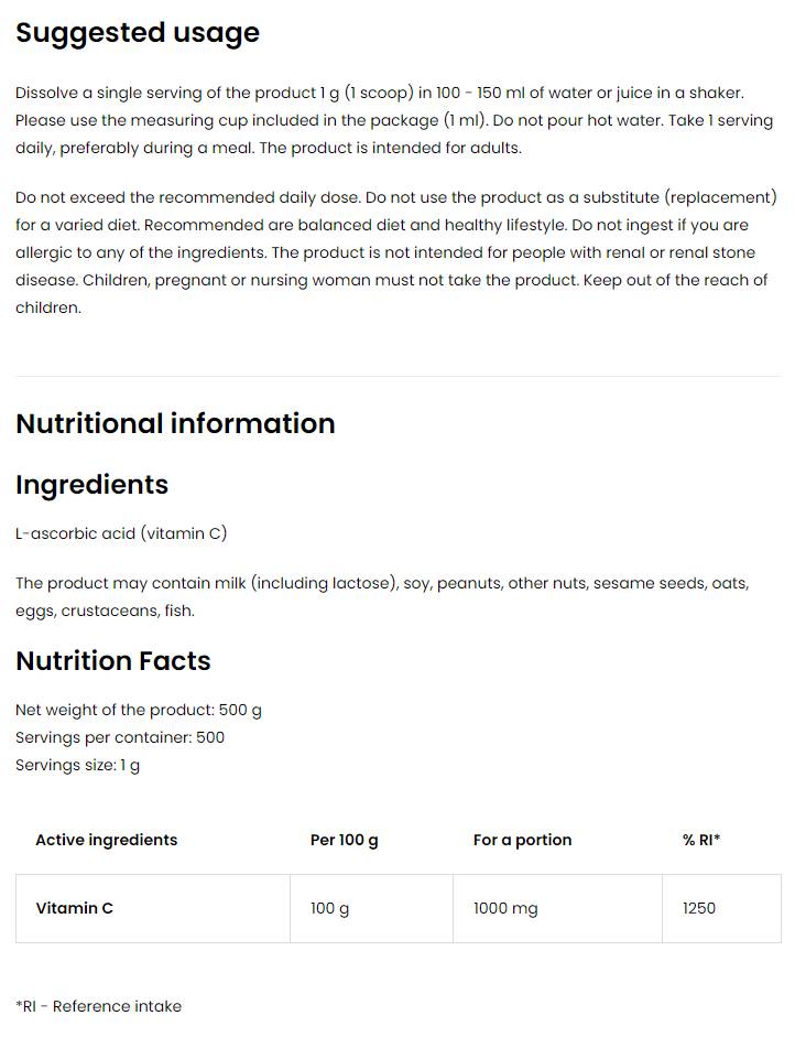 100% vitamin C v prahu - 500 gramov