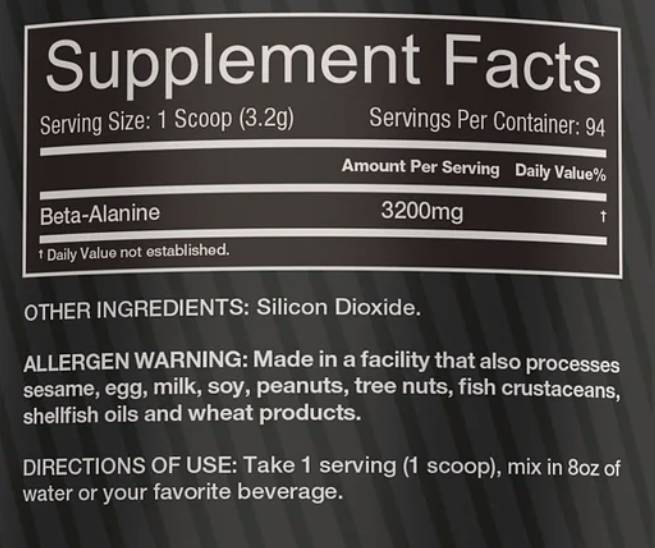 Beta-alanin prah 301 gramov