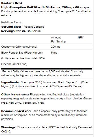 Najboljši coq10 z bioperinskim 200 mg - 180 kapsul