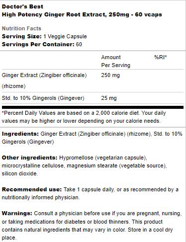 Najboljši ingverjev koreninski ekstrakt 250 mg | Visoka moč - 60 kapsul