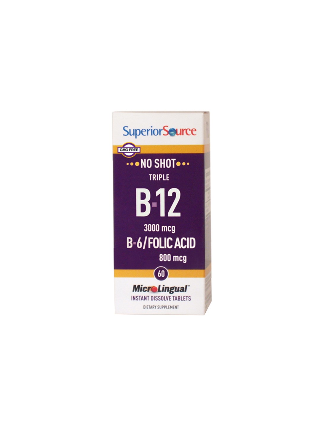 Vitamin B12, B6 in folna kislina x 60 podjezičnih tablet <tc>Superior Source</tc>