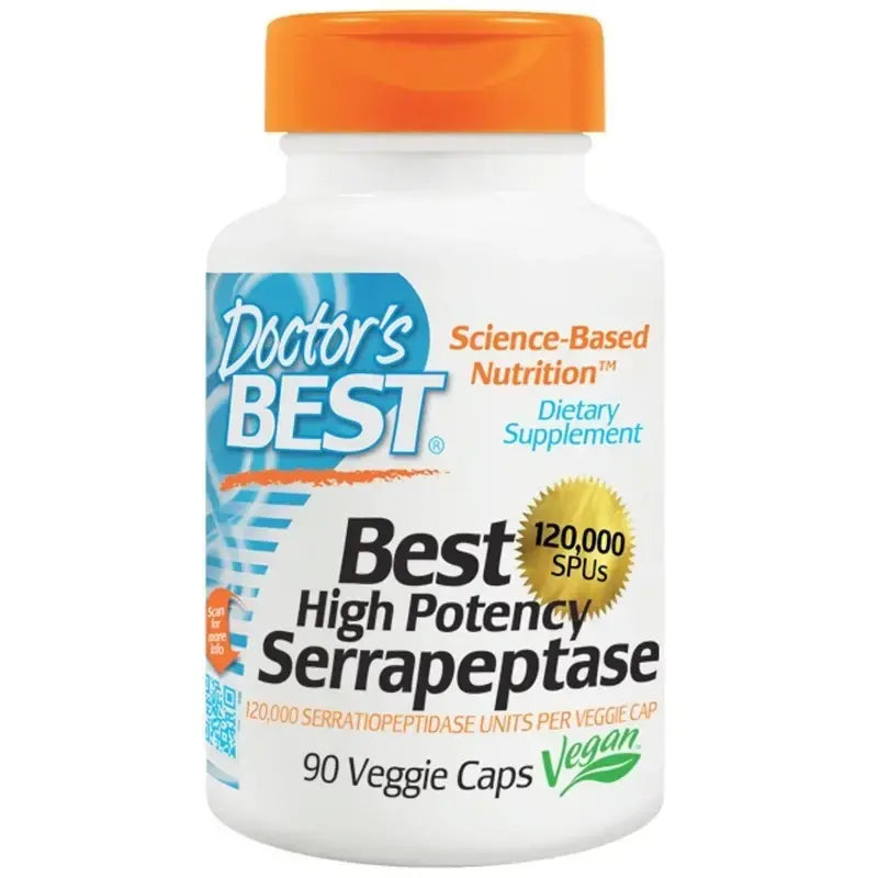 Serrapeptaza, za normalno delovanje sinusov in dihalnih poti 120.000 X 90 kapsul, <tc>Doctor's Best</tc>