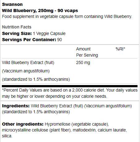 Divja borovnica 250 mg 90 kapsul