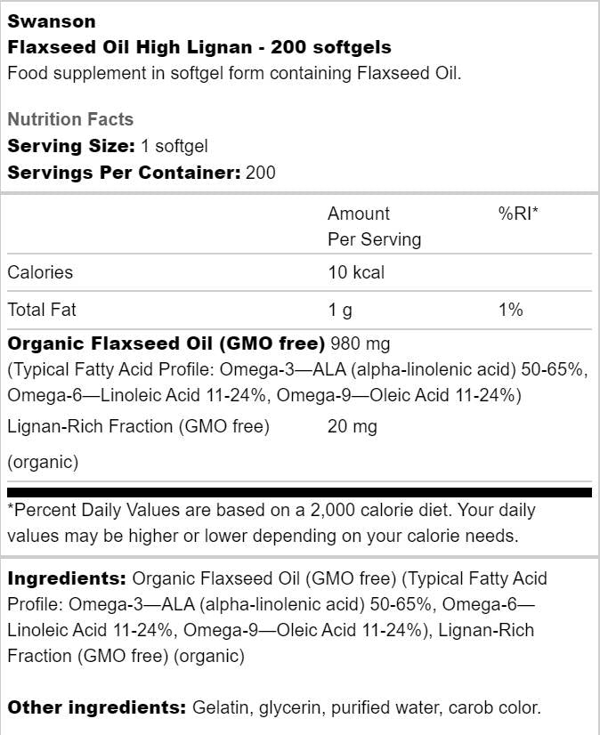 Laneno olje High Lignan 200 gel kapsule