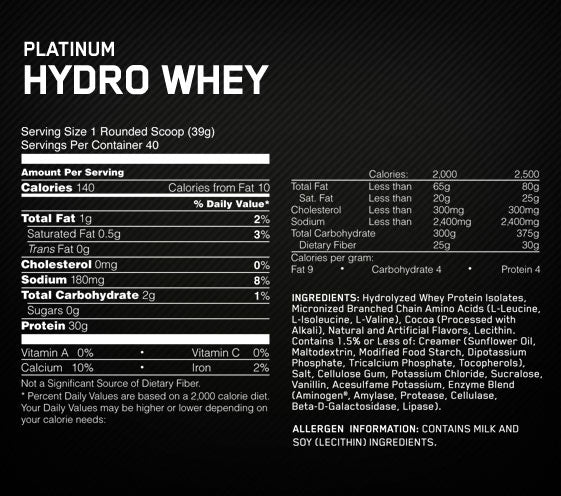 Platinum Hydro Whey 3,5 lbs. - 1.600 kg