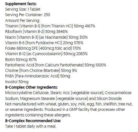 B-kompleks | Zdravje živčnega sistema - 250 tablet