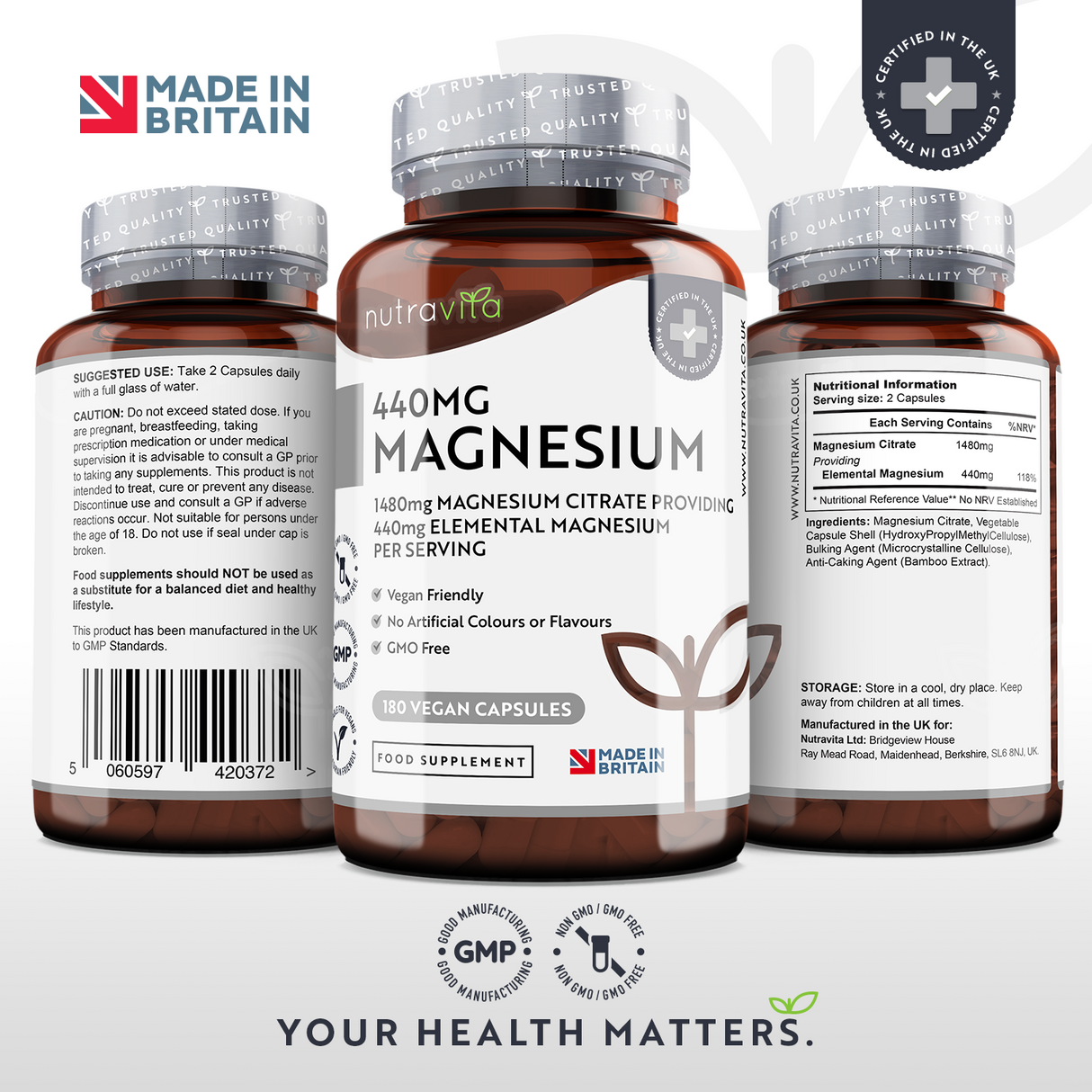 Magnesium 220 mg (two-component) - 180 capsules - Nutra Best Europe