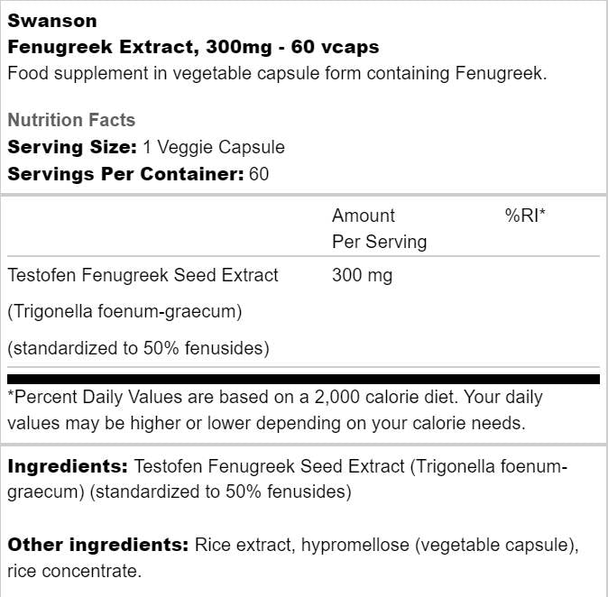 Ekstrakt Fenugreek 300 mg | Testofen 60 kapsul