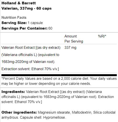 Valerian 337 mg - 60 kapsul
