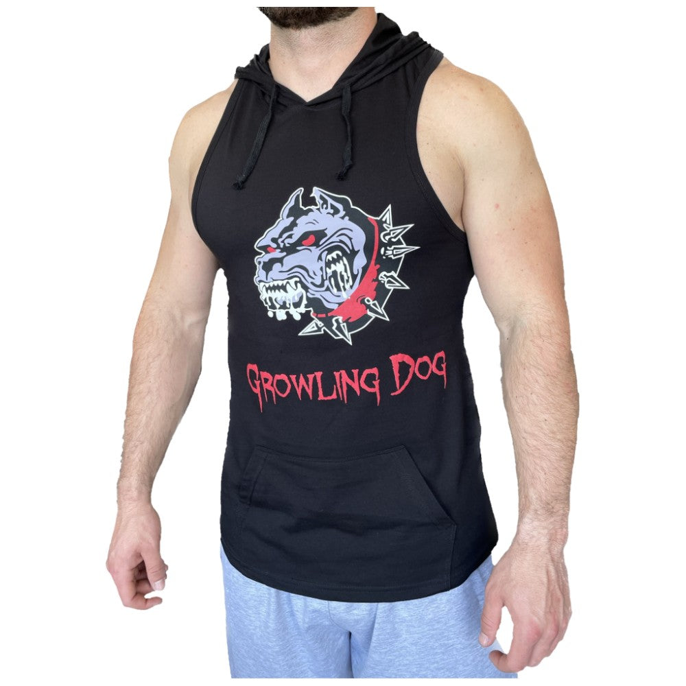 Tank Top Rastling Dog s kapuco - črni / rezervoar Top Grost Pes s kapuco - črna