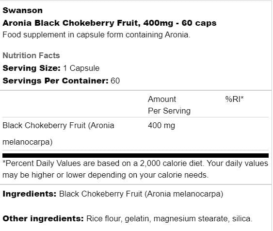 Aronia Black Chokeberry Fruit 400 mg 60 kapsul