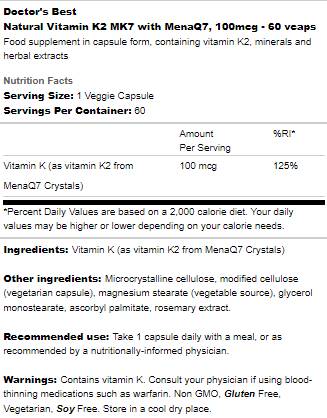 Najboljši naravni vitamin K2 MK -7 100 mcg - 60 kapsul