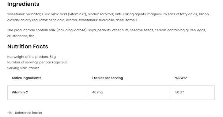 Otroci vitamina C | Pastili 360 podjezičnih tablet