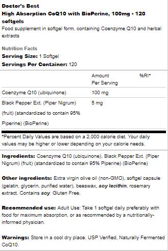 Najboljši CoQ10 z bioperinom 100 mg - 60 gel kapsul