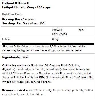 Lutigold | Lutein 6 mg - 100 kapsul