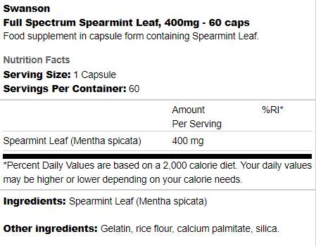 Celoten spekter Spearmint list 400 mg 60 kapsul