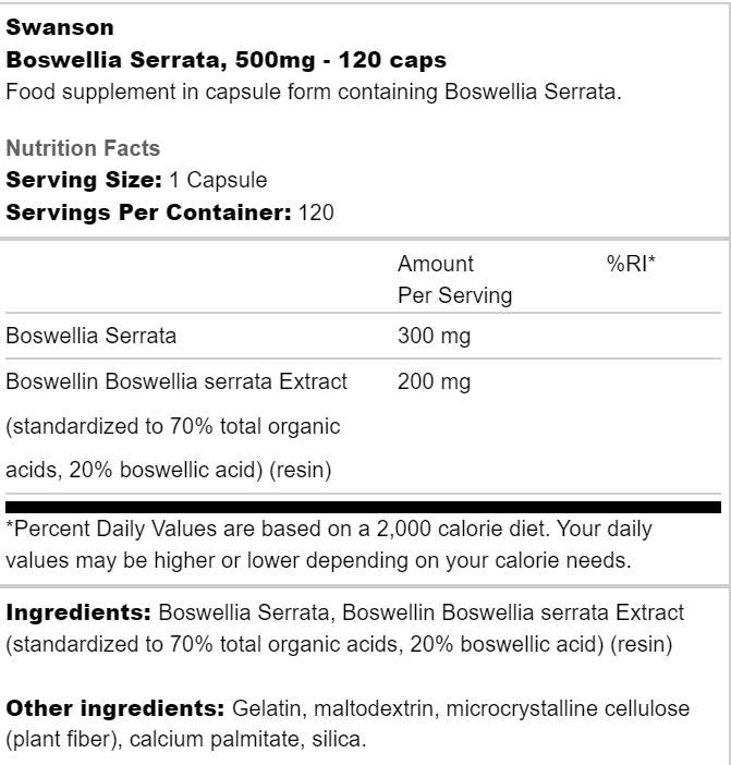 Boswellia Serrata 500 mg 120 kapsul