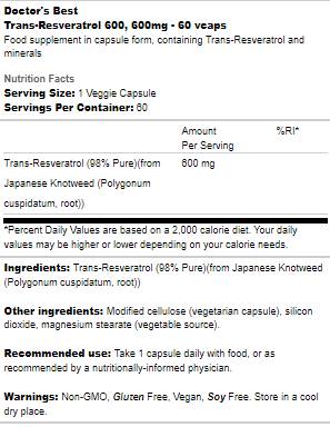Trans -resveratrol 600 mg - 60 kapsul