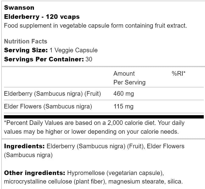 Elderberry 575 mg 60 kapsul