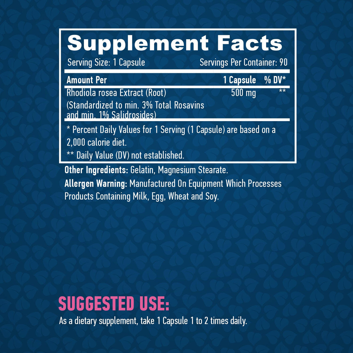 Rhodiola Rosea Extract 500mg / 90 Caps. - Feel You