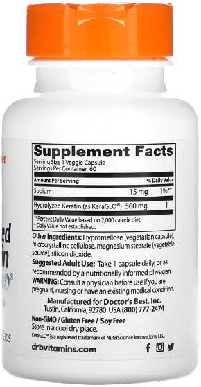 Hidrolizirani keratin 500 mg | s Keraglo® - 60 kapsul