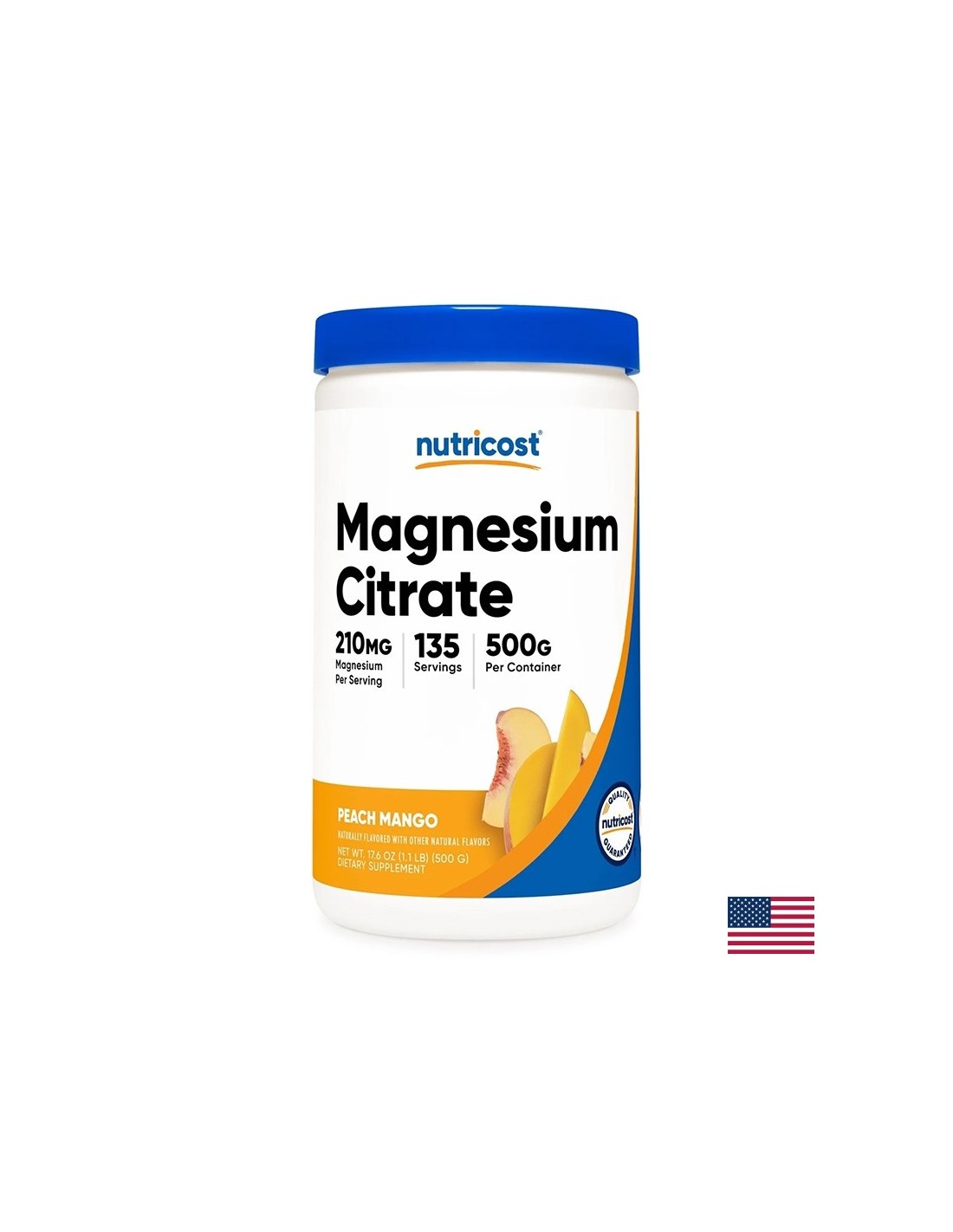 Mišični, srčni in živčni sistem - magnezij (citrat), 210 mg x 500 g prahu, breskev in mango