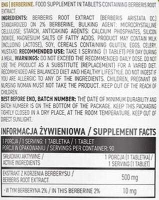 Berberin 500 mg 90 tablet