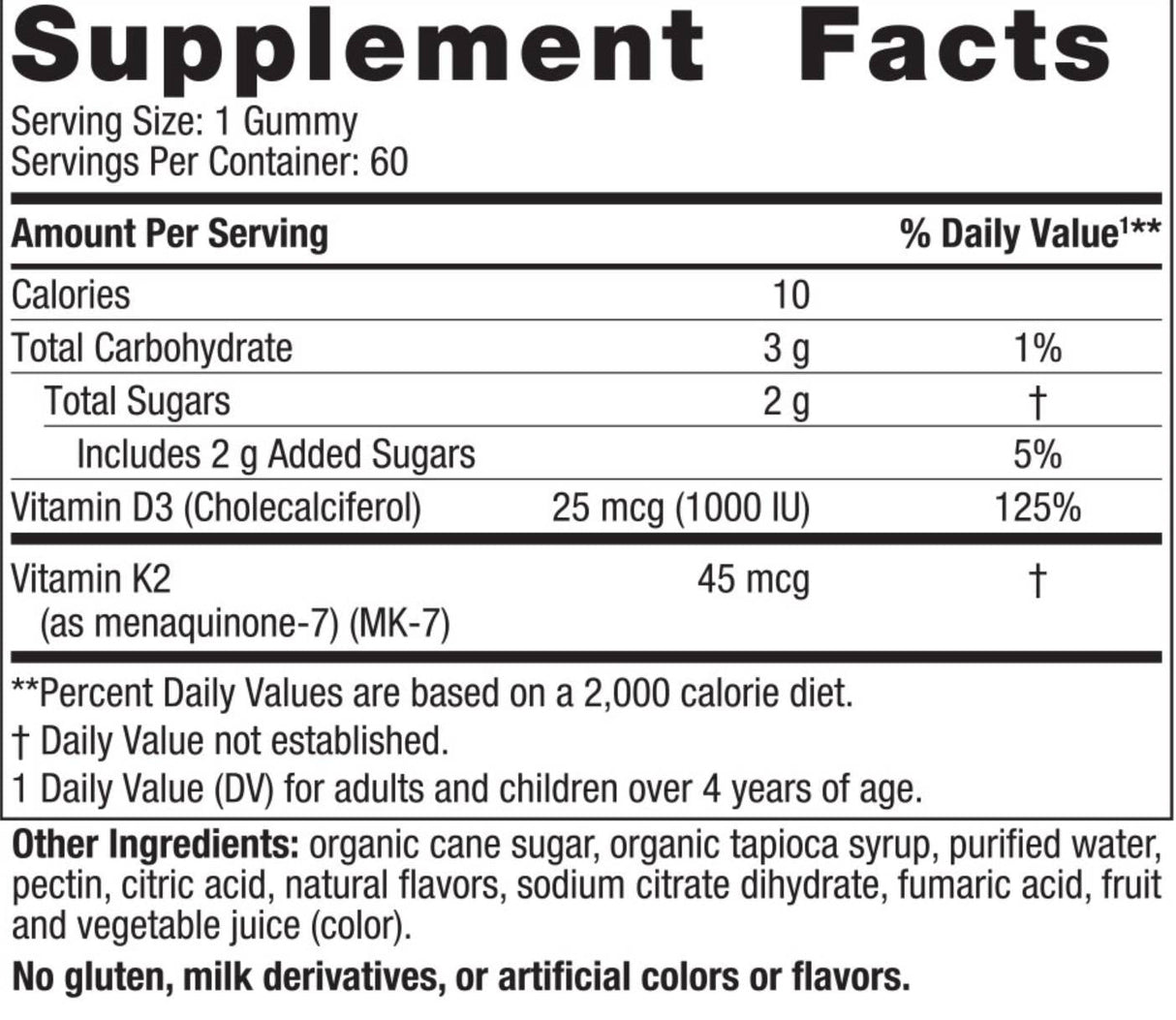 Vitamin D3 1000 IU + K2 45 mcg | Gumies - 60 gumij