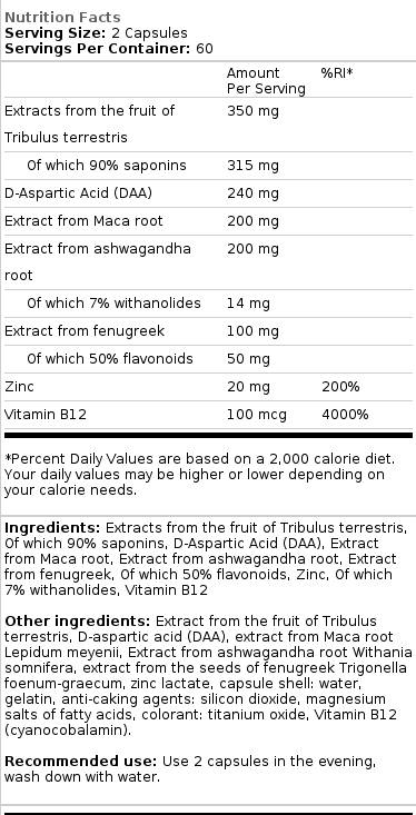 Moška podpora Extreme | Testosteron Booster - 120 kapsul