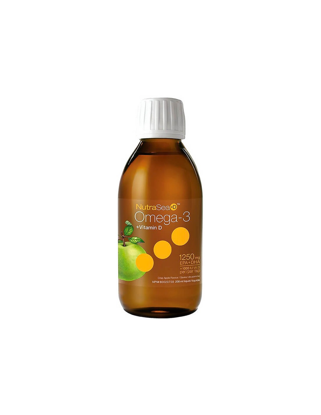 Omega -3 1250 mg + vitamin D3 1000 iu - nutrasea + d ™ - visoko prebavljiva tekoča formula, 200 ml, okus zelenega jabolka