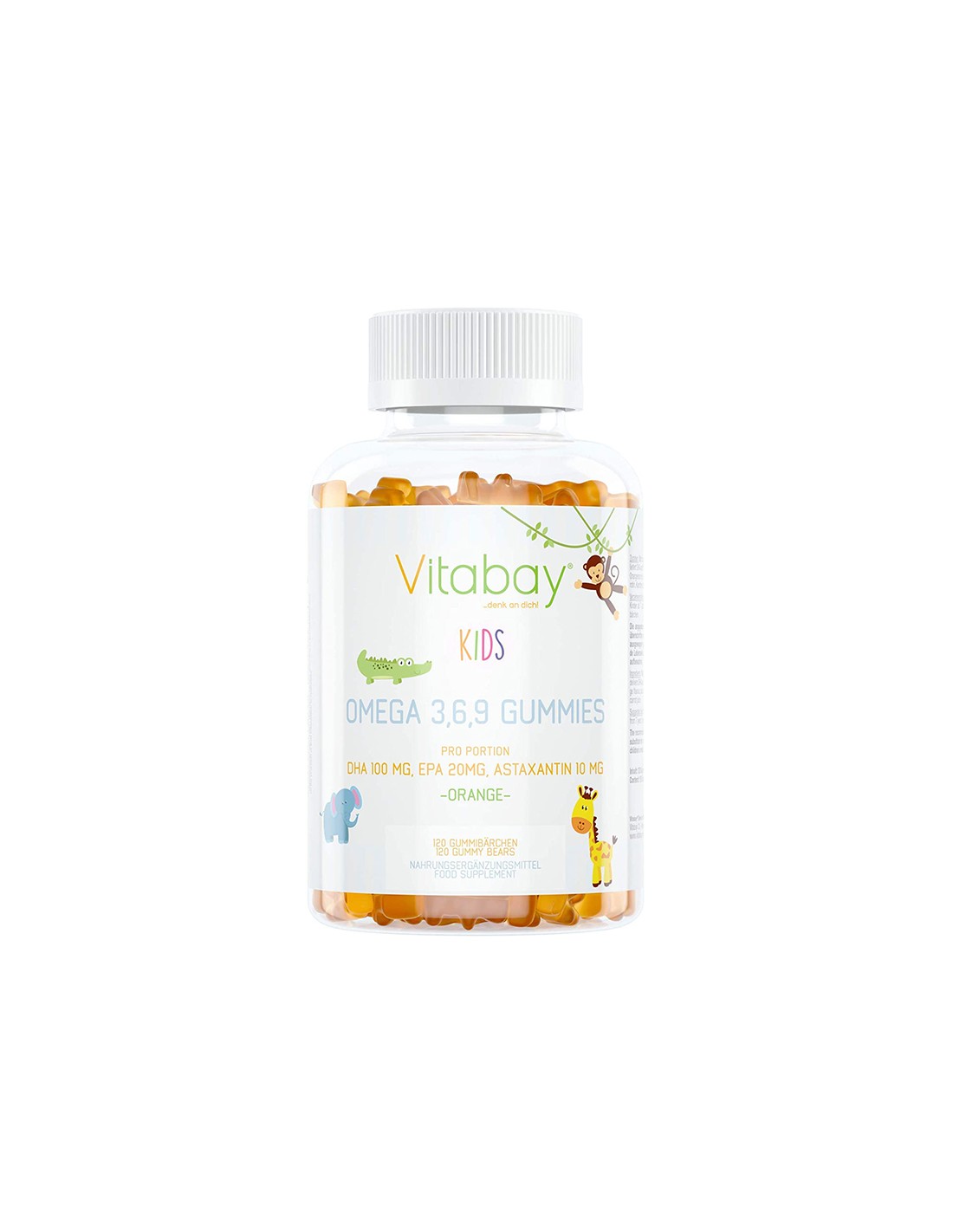 Omega-3-6-9 za otroke (z astaksantinom in holinom), 120 softgelov z oranžno okusom