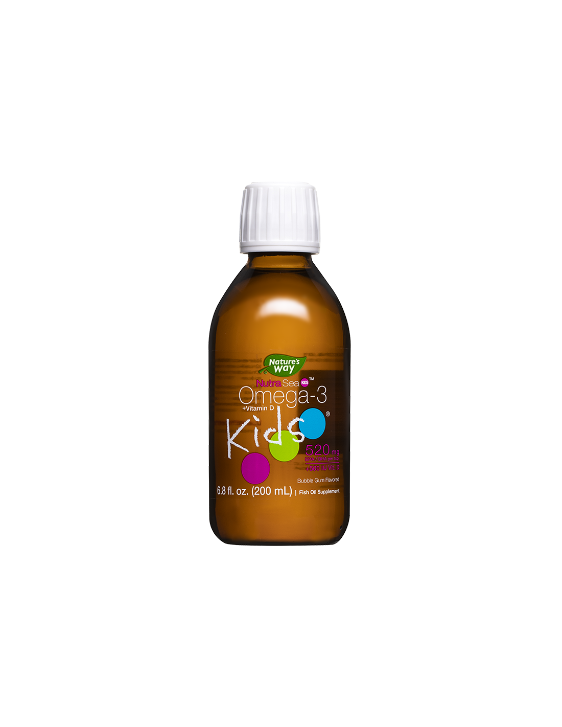 Omega -3 + vitamin D3 za otroke - Otroci nahrane - zelo prebavljiva tekoča formula, 200 ml, z okusom dlesni