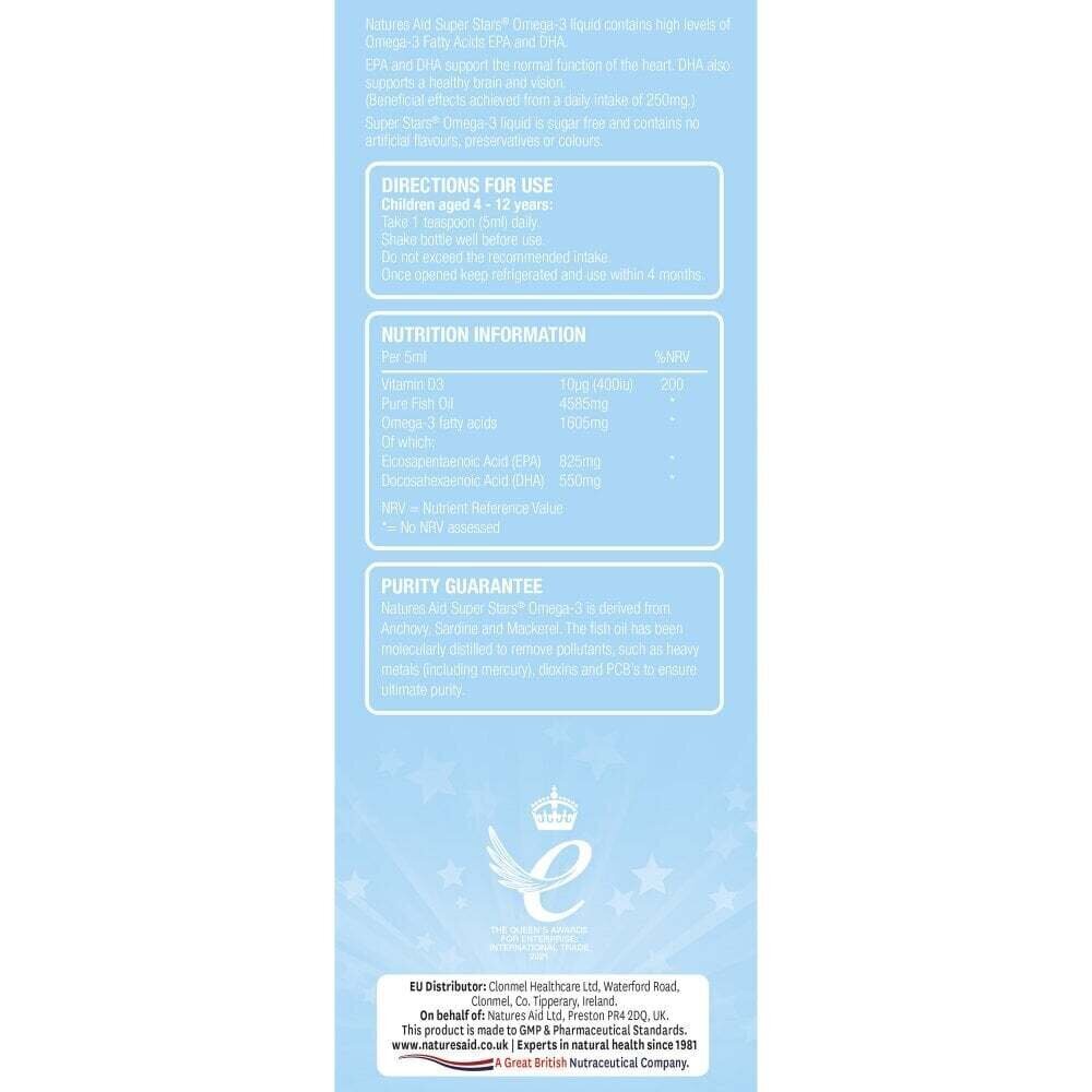 Omega 3 za otroke (Super Stars Omega-3) 6-12 let 150ml Natursaid