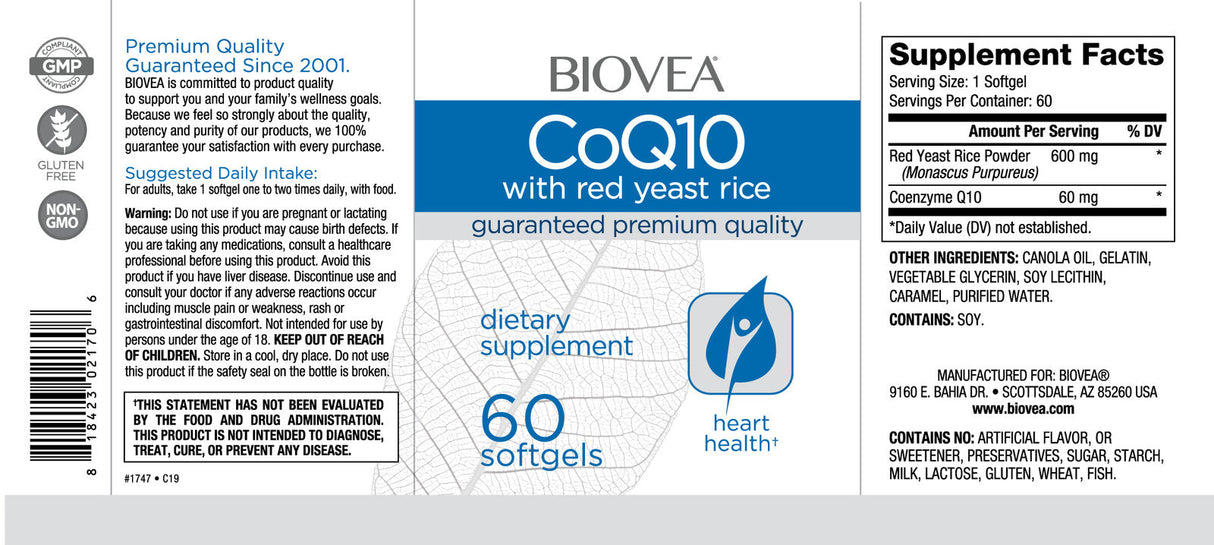 CoQ10 60mg & Red Yeast Rice / 60 Softgels - Nutra Best Europe