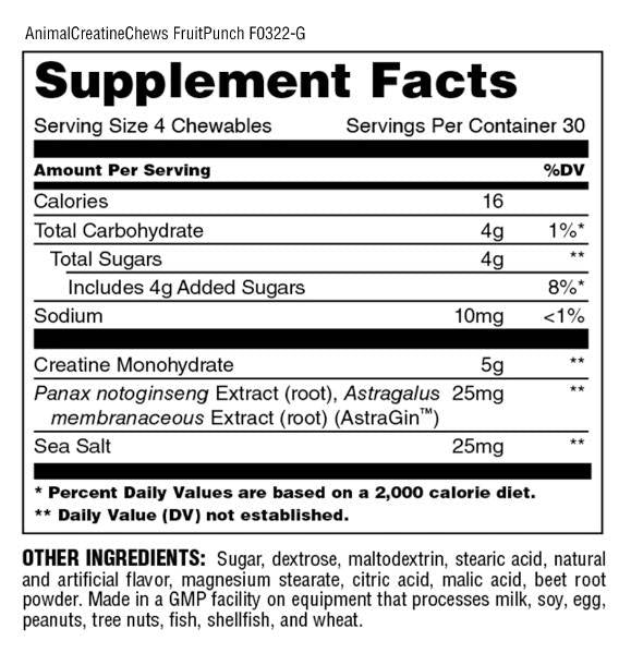 Živalski kreatin žveči | z Astragin® - 120 žvečilnimi tabletami