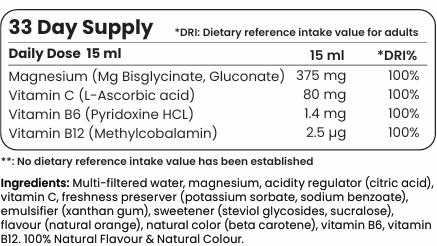 Liquid Magnesium 375 mg Bisglycinate (50/33 doses) - 500 ml - Nutra Best Europe