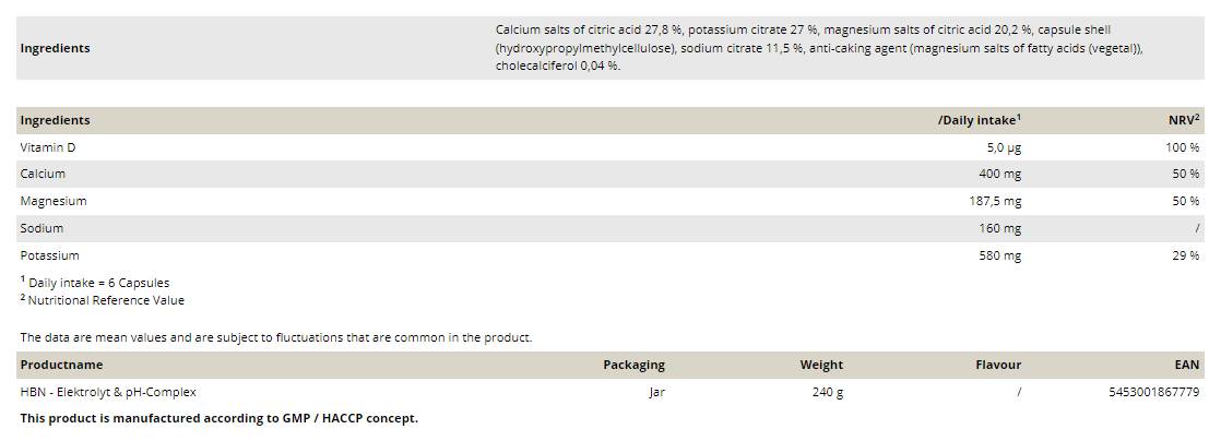 Elektrolitni in pH kompleks - 240 kapsul