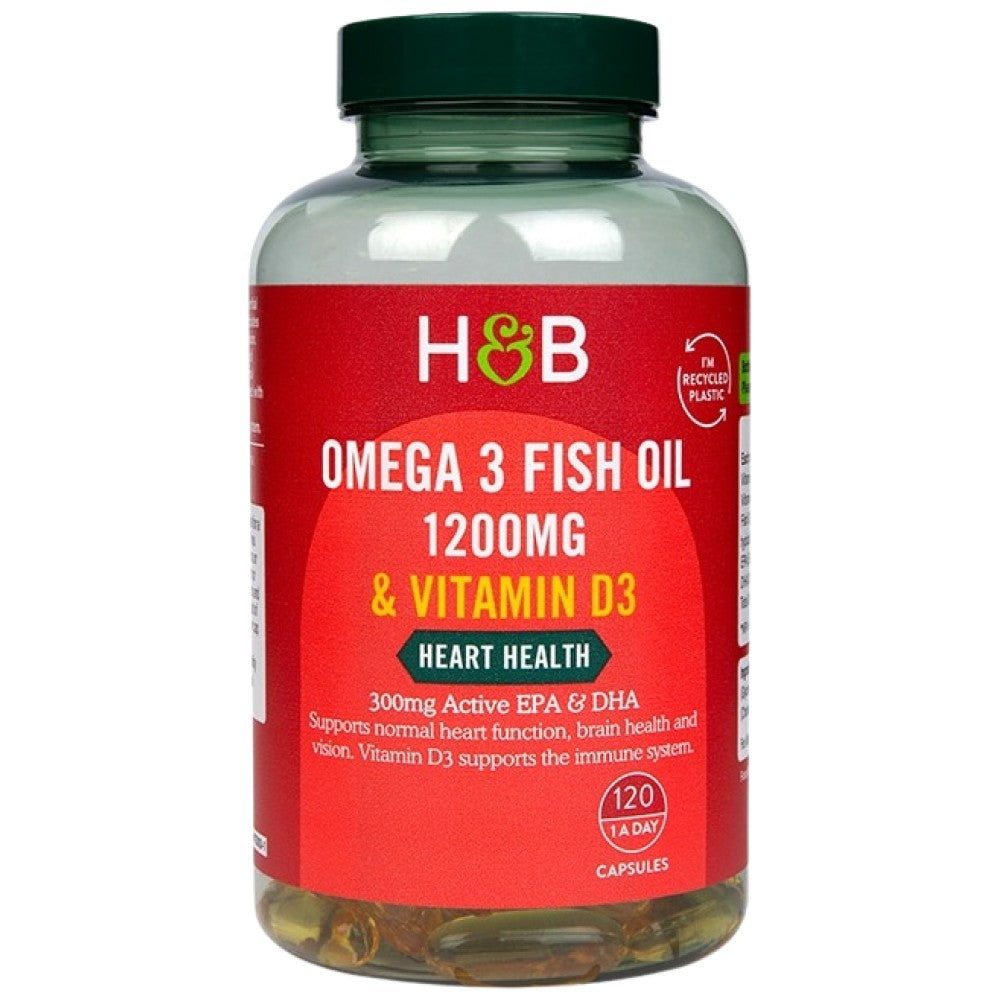 Omega 3 ribje olje 1200 mg in vitamin D3 - 120 gel kapsul