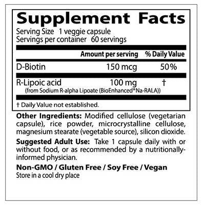 Najboljša r-lipojska kislina / stabilizirana Na-r-Ala 100 mg-180 kapsul