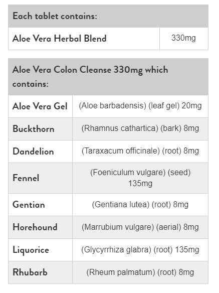 Aloe vera črevesa čiščenje 330 mg - 120 tablet