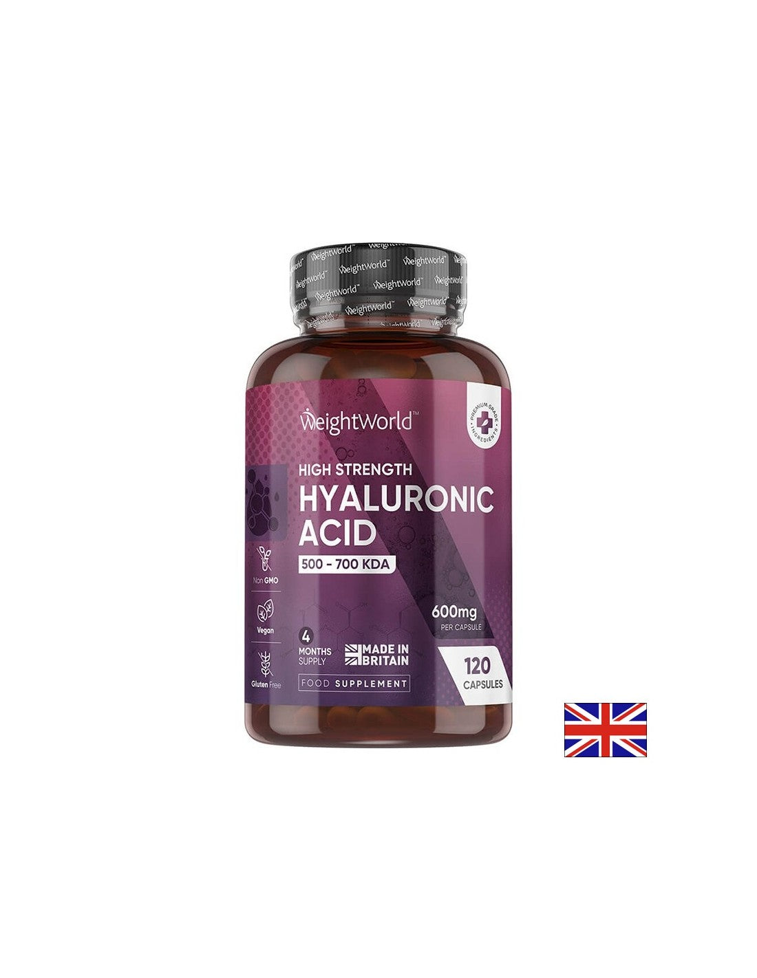 Lasje, koža, nohti - hialuronska kislina, 600 mg x 120 kapsul