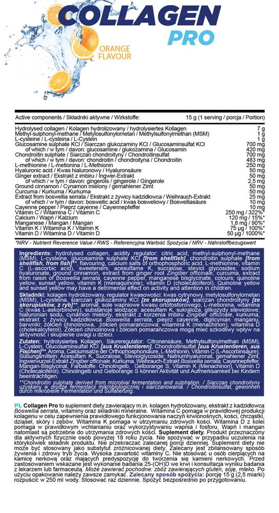Kolagen Pro Powder | z glukozaminom, hondroitinom, hialuronom, boswellia - 400 gramov