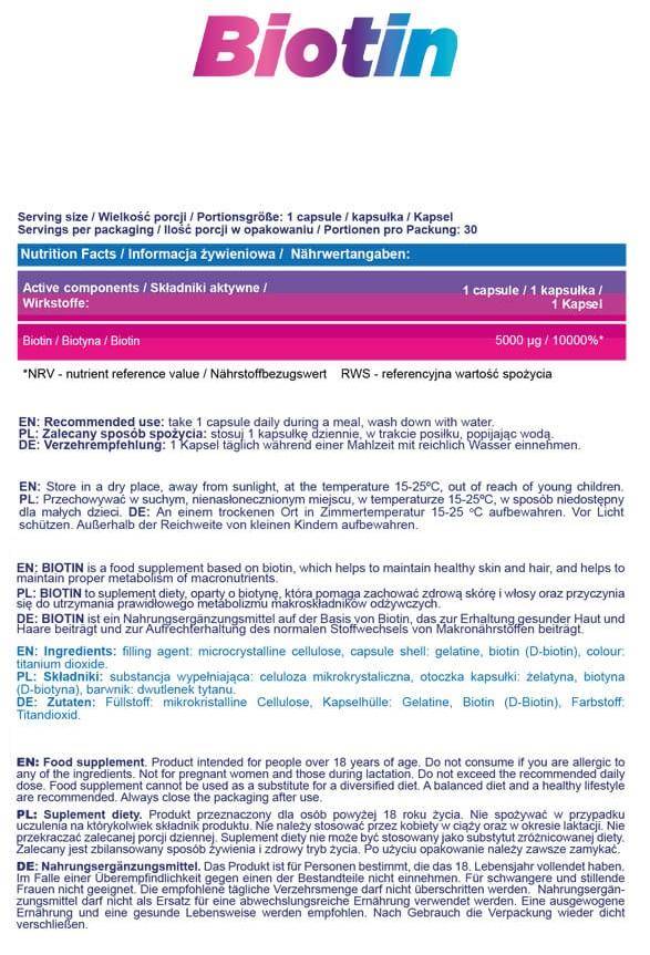 Biotin 5000 mcg - 30 kapsul